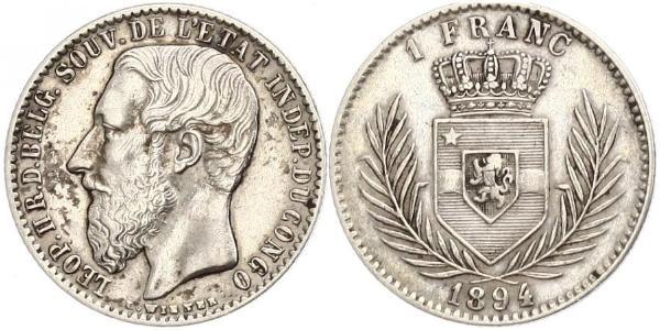 1 Franc null Silber Leopold II (1835 - 1909)