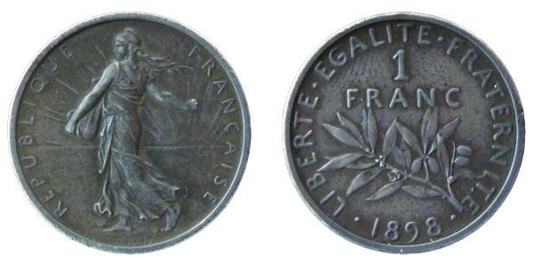 1 Franc Frankreich Silber/Kupfer/Nickel 