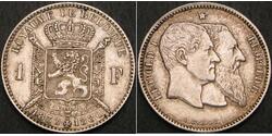 1 Franc Belgium Silver Leopold II of Belgium(1835 - 1909)