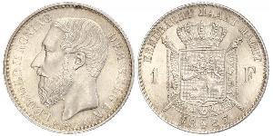 1 Franc Belgium Silver Leopold II of Belgium(1835 - 1909)