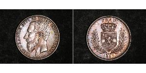 1 Franc Congo Free State (1885 - 1908) Silver Leopold II of Belgium(1835 - 1909)