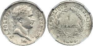 1 Franc First French Empire (1804-1814) Silver 