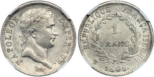 1 Franc First French Empire (1804-1814) Silver 