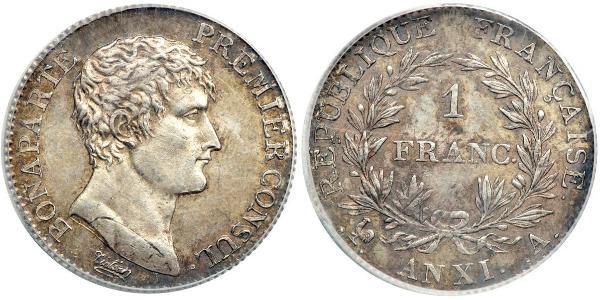 1 Franc First French Empire (1804-1814) Silver Napoleon (1769 - 1821)