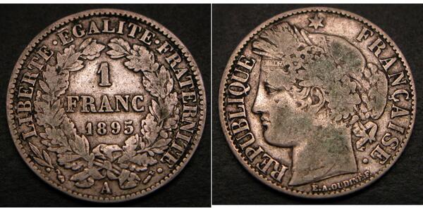 1 Franc French Third Republic (1870-1940)  Silver 