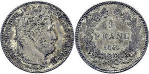 1 Franc July Monarchy (1830-1848) Silver Louis Philippe I of France (1773 -1850)