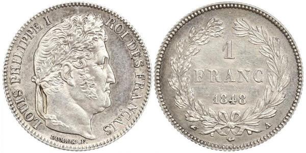 1 Franc July Monarchy (1830-1848) Silver Louis Philippe I of France (1773 -1850)