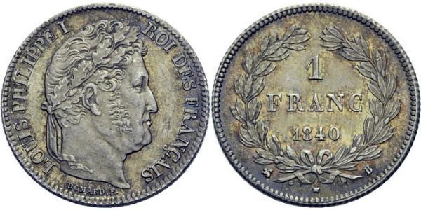 1 Franc July Monarchy (1830-1848) Silver Louis Philippe I of France (1773 -1850)
