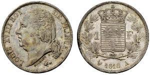 1 Franc Kingdom of France (1815-1830) / France Silver Louis XVIII of France (1755-1824)