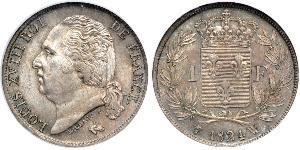 1 Franc Kingdom of France (1815-1830) / France Silver Louis XVIII of France (1755-1824)