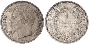 1 Franc Second French Empire (1852-1870) Silver Napoleon III (1808-1873)