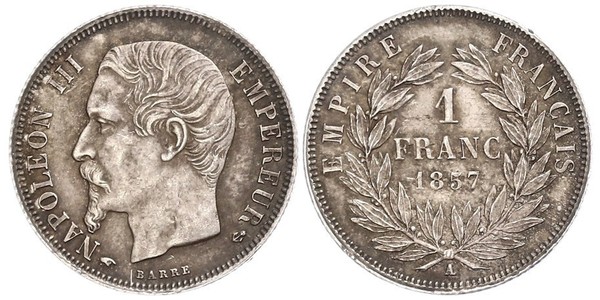 1 Franc Second French Empire (1852-1870) Silver Napoleon III (1808-1873)