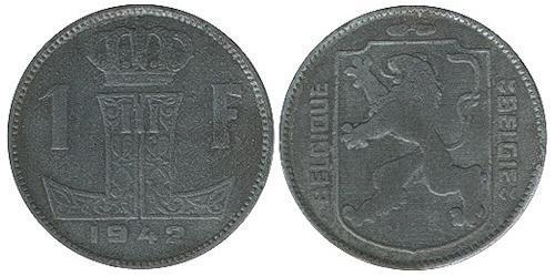 1 Franc Belgique Zinc 