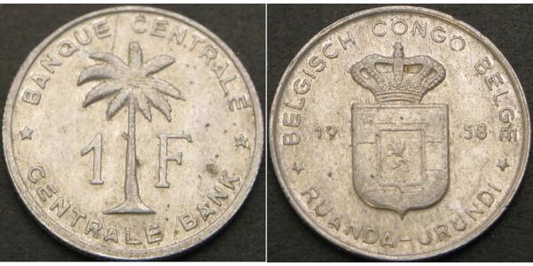 1 Franc Belgian Congo (1908 - 1960)  