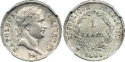 1 Франк Первая Французская империя (1804-1814) Серебро 