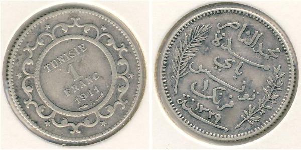 1 Franc Tunisia 銀 