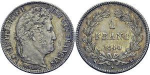 1 Franc 七月王朝 (1830 - 1848) 銀 路易-菲利普一世 (1773 -1850)