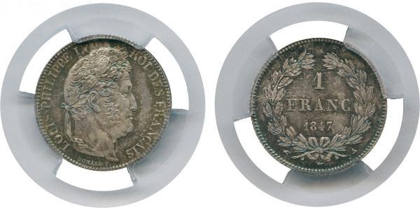 1 Franc 七月王朝 (1830 - 1848) 銀 路易-菲利普一世 (1773 -1850)