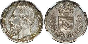 1 Franc 剛果自由邦 (1885 - 1908) 銀 利奥波德二世 (比利时)