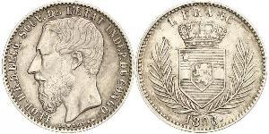 1 Franc 剛果自由邦 (1885 - 1908) 銀 利奥波德二世 (比利时)