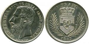 1 Franc 剛果自由邦 (1885 - 1908) 銀 利奥波德二世 (比利时)