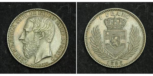 1 Franc 剛果自由邦 (1885 - 1908) 銀 利奥波德二世 (比利时)