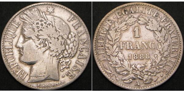 1 Franc 法兰西第三共和国 (1870 - 1940) 銀 