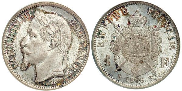 1 Franc 法蘭西第二帝國 (1852 - 1870) 銀 拿破仑三世