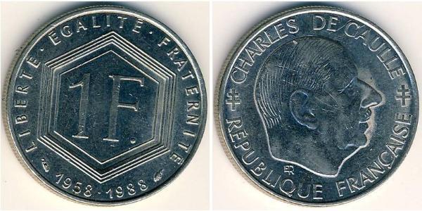 1 Franc 法蘭西第五共和國 銅/镍 