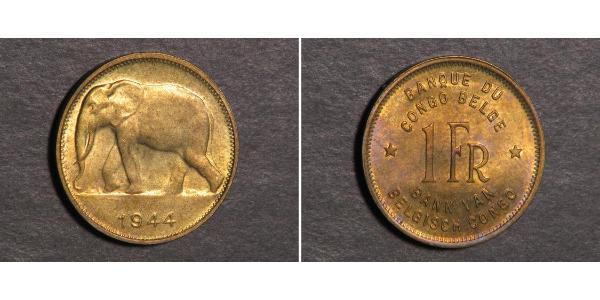 1 Franc 比屬剛果 (1908 - 1960) 黃銅 