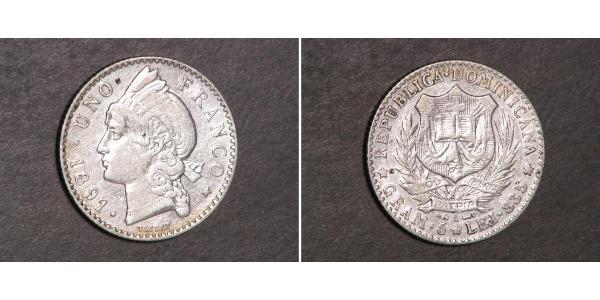 1 Franco Dominican Republic Silver 