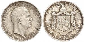 1 Franga Ari Albanian Kingdom (1928-1939) Argent Zog I, Skanderbeg III of Albania