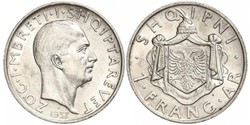 1 Franga Ari Reino de Albania (1928-1939) Plata Zog I, Skanderbeg III of Albania