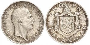 1 Franga Ari Reino de Albania (1928-1939) Plata Zog I, Skanderbeg III of Albania