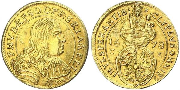 1 Goldgulden Баварія (курфюрство) (1623 - 1806) Золото Ferdinand Maria, Elector of Bavaria (1636 – 1679)