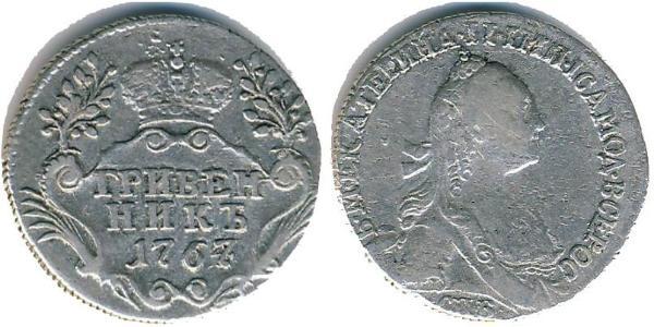 1 Grivennik Impero russo (1720-1917) Argento Caterina II (1729-1796)