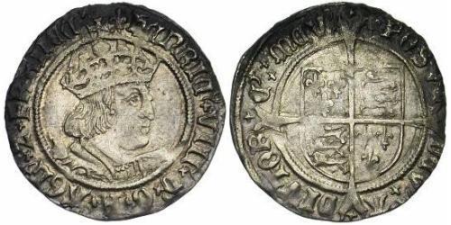 1 Groat Kingdom of England (927-1649,1660-1707) Silver Henry VIII (1491 - 1547)