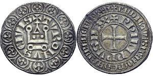 1 Gros Tournois Kingdom of France (843-1791) Argent Philippe V le Long (1292 - 1322)