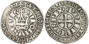 1 Gros Tournois Kingdom of France (843-1791) Argent Philippe V le Long (1292 - 1322)