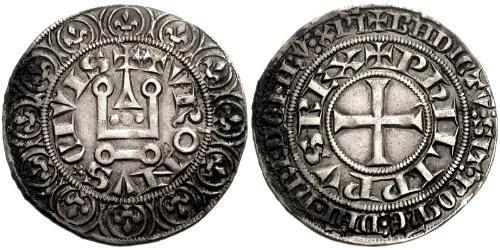 1 Gros Tournois Kingdom of France (843-1791) Argent Philippe V le Long (1292 - 1322)