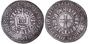 1 Gros Tournois Francia medioevale (843-1791) Argento Filippo V di Francia (1292 - 1322)