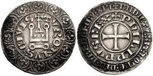 1 Gros Tournois Francia medioevale (843-1791) Argento Filippo V di Francia (1292 - 1322)