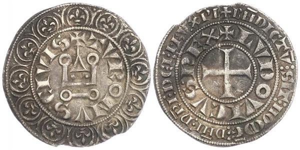 1 Gros Tournois Francia medioevale (843-1791) Argento Filippo V di Francia (1292 - 1322)