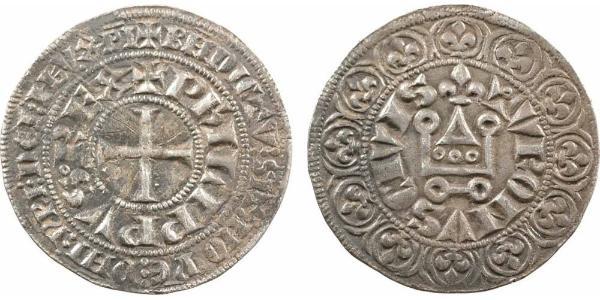 1 Gros Tournois Reino de Francia (843-1791) Plata Felipe V de Francia (1292 - 1322)