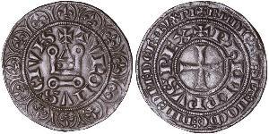 1 Gros Tournois 中世纪的法国 銀 腓力五世 (法兰西) (1292 - 1322)