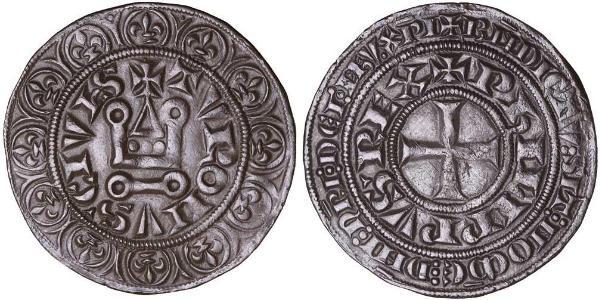 1 Gros Tournois 中世纪的法国 銀 腓力五世 (法兰西) (1292 - 1322)