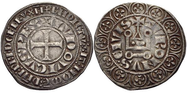 1 Gros Tournois 中世纪的法国 銀 腓力五世 (法兰西) (1292 - 1322)