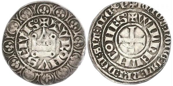 1 Gros Tournois 中世纪的法国 銀 腓力五世 (法兰西) (1292 - 1322)