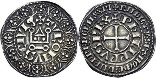 1 Gros Tournois 中世纪的法国 銀 腓力五世 (法兰西) (1292 - 1322)