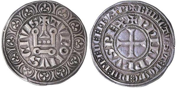 1 Gros Tournois 中世纪的法国 銀 腓力五世 (法兰西) (1292 - 1322)